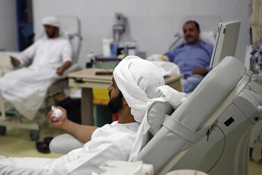 Blood is in constant demand at Latifa Hospital where donors can call in to give blood for use in hospitals around the UAE.  Ravindranath K / The National