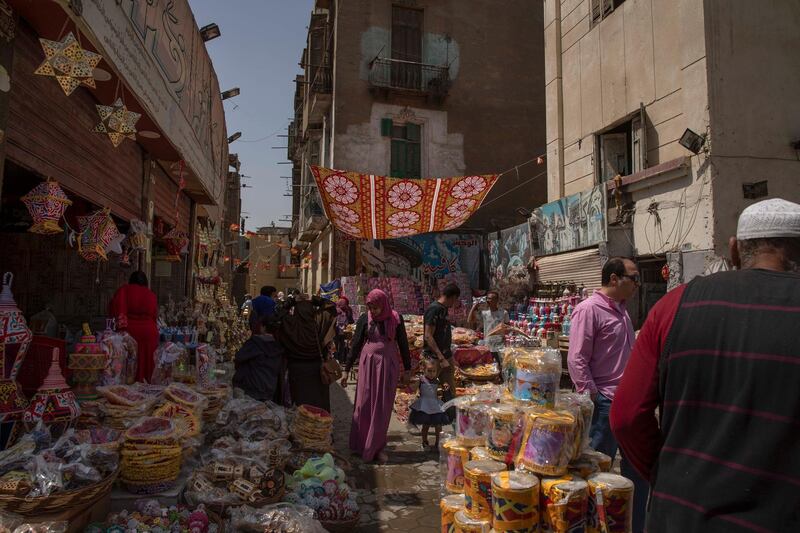 People shop for Ramadan lanterns ahead of the holy month, in the Sayeda Zeinab neighborhood of Cairo, Egypt. AP Photo
