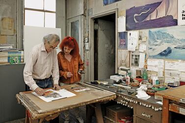 Christo and Jeanne-Claude in their New York studio. Photo by Wolfgang Volz / Copyright The Estate of Christo V. Javacheff