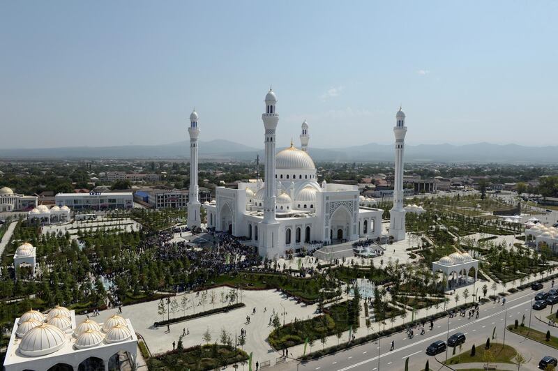 A mosque named after the Prophet Mohammed, the largest in Europe according to local authorities, is seen during an inauguration ceremony in the Chechen town of Shali, Russia. All photos by Reuters