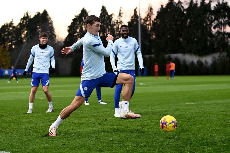 COBHAM, ENGLAND - NOVEMBER 19:  Andreas Christensen of Chelsea during a training session at Chelsea Training Ground on November 19, 2020 in Cobham, United Kingdom. (Photo by Darren Walsh/Chelsea FC via Getty Images)