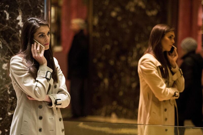 Hope Hicks, the White House communications director and one of President Trump’s longest-serving advisers, said on Wednesday that she was resigning. Drew Angerer / AFP