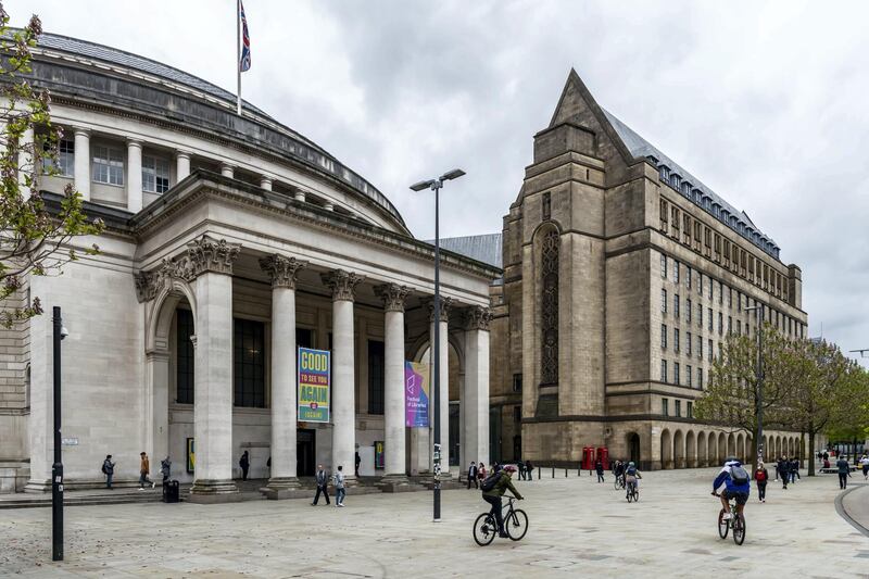 Feature on Manchester City FC at the Etihad complex and Manchester city centre.
PIC shows Central Library, St Peter's Square.