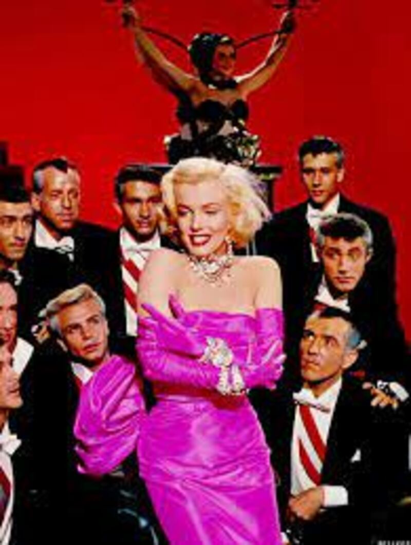 Marilyn Monroe singing Diamonds are a Girls Best Friend in the 1953 film, Gentlemen Prefer Blondes. Photo Warner Brothers