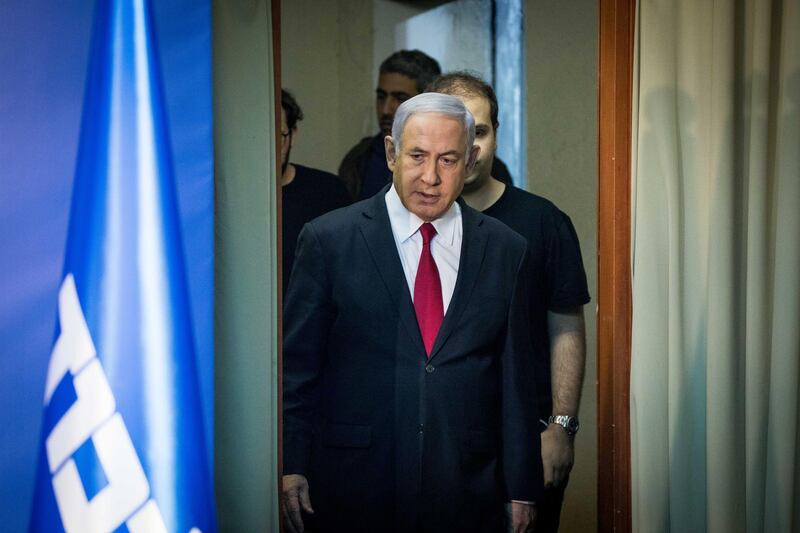 JERUSALEM, ISRAEL - FEBRUARY 28:  (ISRAEL OUT)  Israeli Prime Minister Benjamin Netanyahu  walking into a press room to make a statement to the press  in his offices on February 28, 2019 in Jerusalem, Israel. Israel's Attorney General Avichai Mendelblit announced on Thursday his decision to indict Prime Minister Benjamin Netanyahu for bribery, fraud and breach of trust in three separate cases, pending a hearing.  (Photo by Lior Mizrahi/Getty Images)