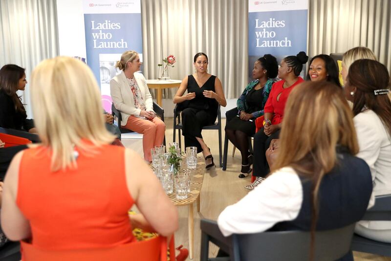 The Duchess of Sussex speaks with 12 inspiring female entrepreneurs as she visits Woodstock Exchange on September 25, 2019 in Cape Town. Getty Images