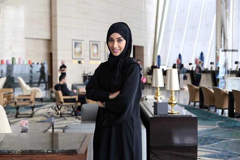 Shamsa Al Marri at Jumeirah at Etihad Towers in Abu Dhabi, where she works. Pawan Singh / The National