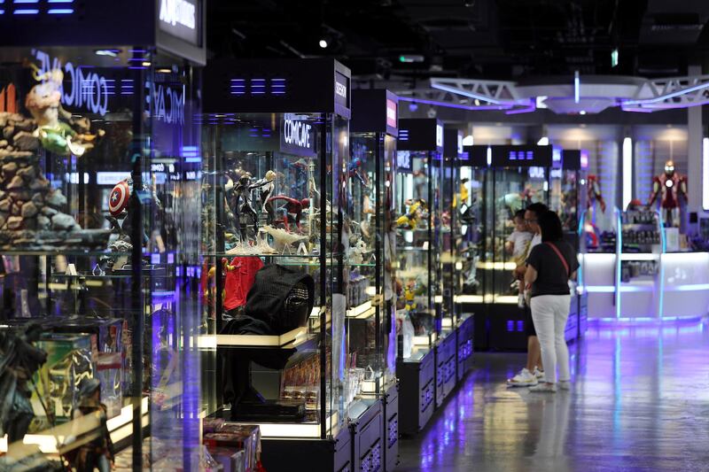 Dubai, United Arab Emirates - May 26, 2019: Photo Project. Comicave is the WorldÕs largest pop culture superstore involved in the retail and distribution of high-end collectibles, pop-culture merchandise, apparels, novelty items, and likes. Thursday the 30th of May 2019. Dubai Outlet Mall, Dubai. Chris Whiteoak / The National