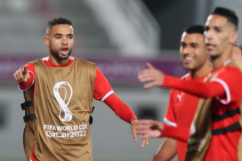Morocco's forward Youssef En Nesyri during training in Doha. AFP