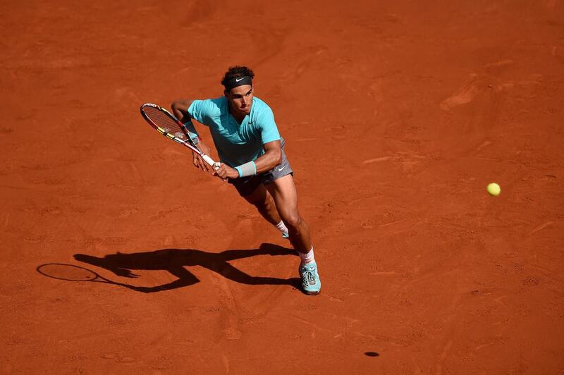 Rafael Nadal of Spain returns a shot during his men's singles match against Leonardo Mayer of Argentina on day seven of the French Open at Roland Garros on May 31, 2014 in Paris, France.  Matthias Hangst/Getty Images