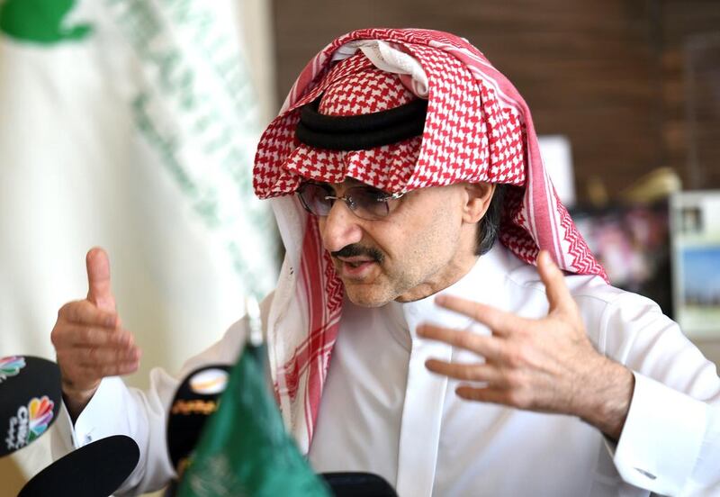 Kingdom Holding Company, in which Prince Alwaleed has a 95 per cent stake, has high-profile investments in various sectors. Fayez Nureldine / AFP