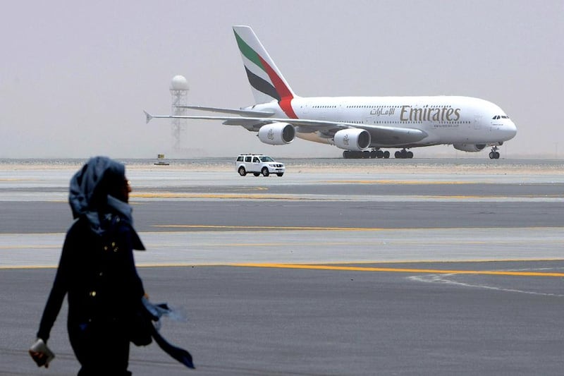 Emirates Airlines cut back on more than 5,000 flights and grounded 22 aircraft during the duration the runway maintenance. Karim Sahib / AFP