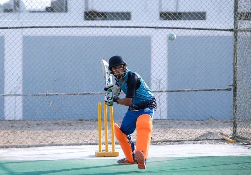 Mohammed Ali Mirza anticipates the ball during practice session. Victor Besa for The National