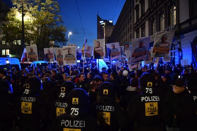 AfD leaders took part in protests against coronavirus restrictions in 2020 and 2021. AFP 