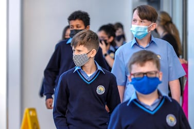 Abu Dhabi, United Arab Emirates, February 16, 2021. Pupils return to school on Sunday at British School Al Khubairat. Victor Besa/The National Reporter: Haneen Dajani Section: NA