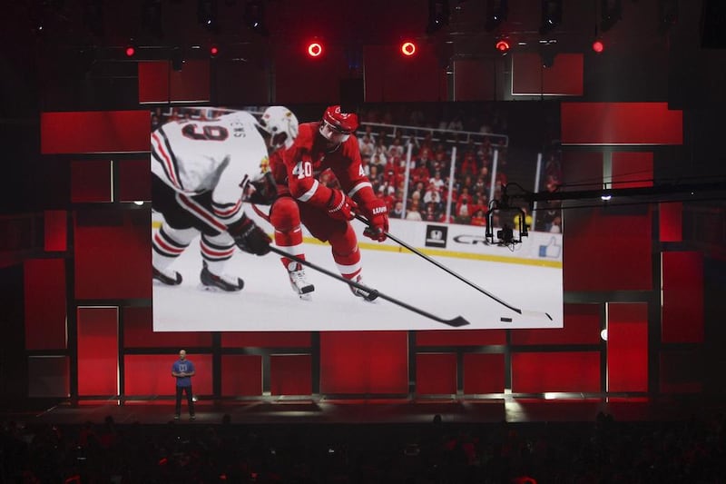 Studio general manager at EA Sports Dean Richards demonstrates NHL 15 at the Electronic Arts (EA) World Premiere: E3 2014 Preview. David McNew / Reuters