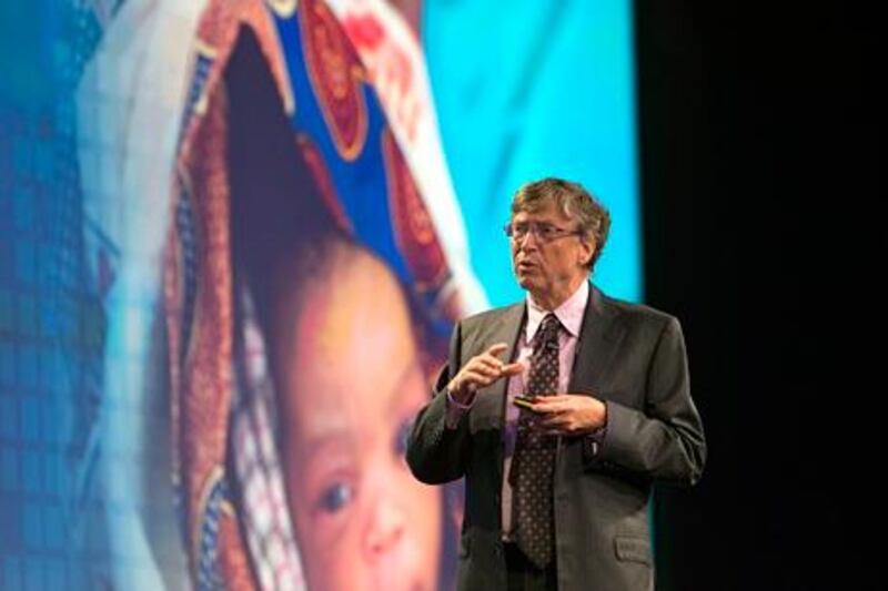 ABU DHABI, UNITED ARAB EMIRATES - April 24, 2013: Bill Gates Co-Chair of the Bill & Melinda Gates Foundation speaks during the opening event of The Global Vaccine Summit. .( Ryan Carter / Crown Prince Court - Abu Dhabi ).---
