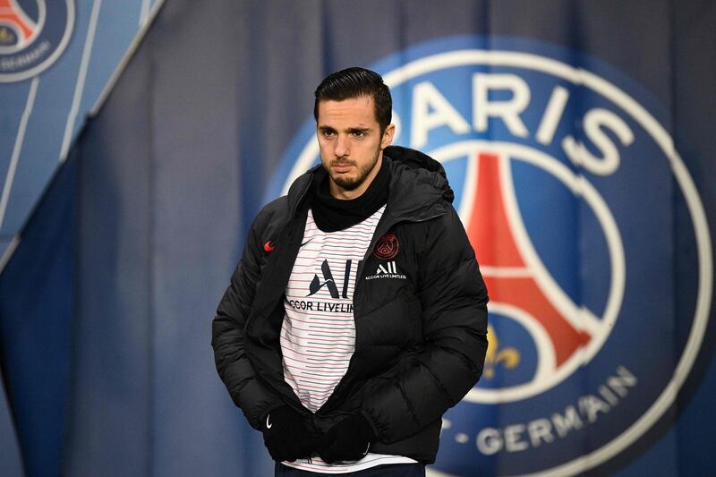 (FILES) In this file photo taken on February 23, 2020, Paris Saint-Germain's Spanish midfielder Pablo Sarabia arrives to attend a training session. / AFP / FRANCK FIFE
