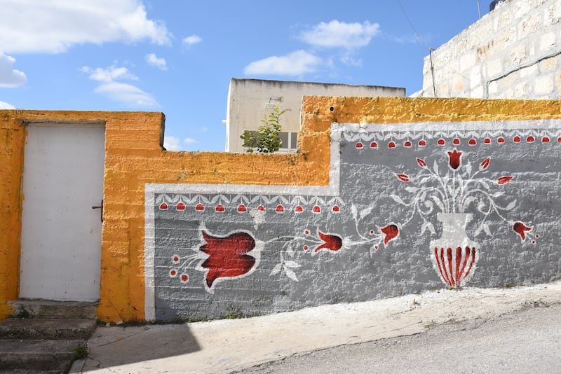 Murals in the West Bank village of Beitin. 