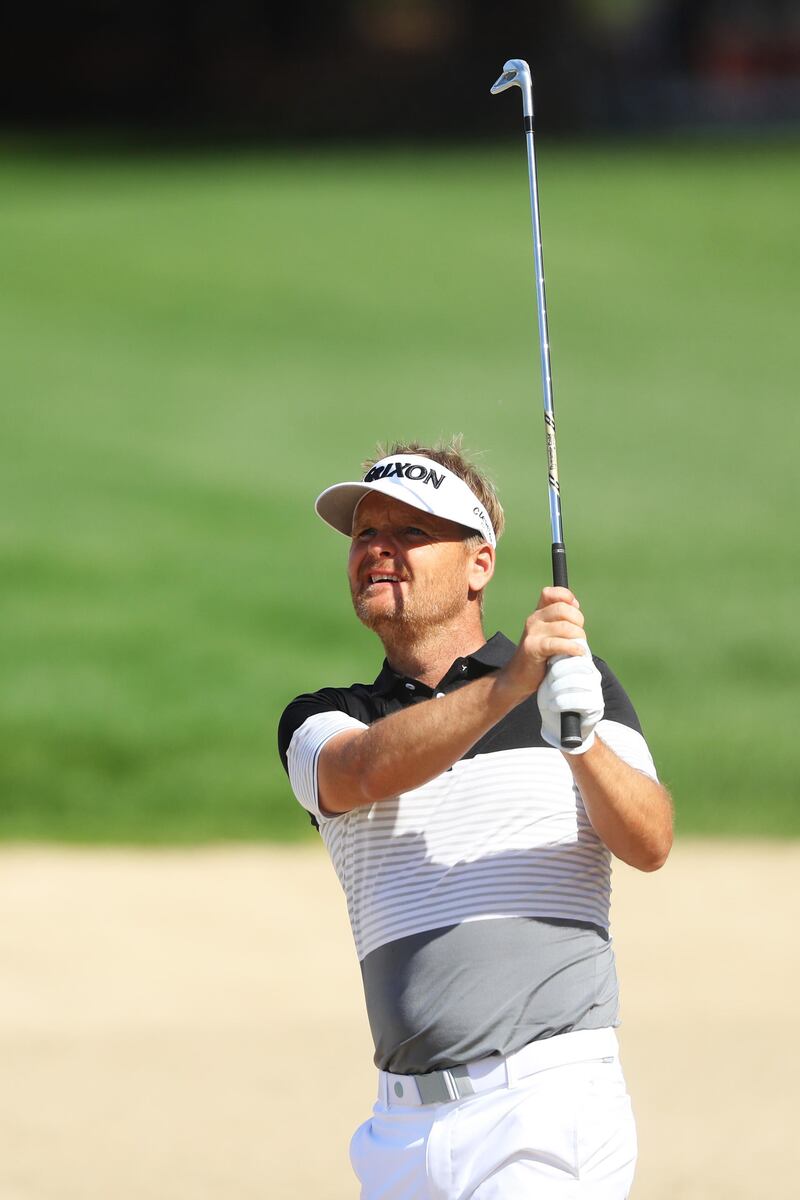 Soren Kjeldsen of Denmark plays out of a bunker. Getty Images