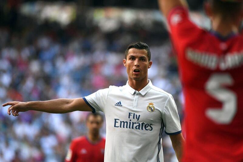 Cristiano Ronaldo made a goalscoring return to Real Madrid, grabbing the opener against Osasuna on Saturday. Gerard Julien / AFP