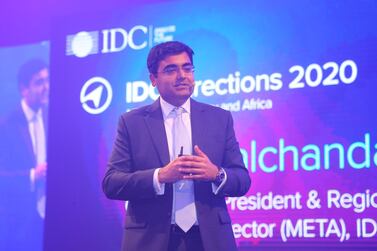 Jyoti Lalchandani, IDC's group vice president, discussing 2020 industry projections in Dubai on Thursday. Courtesy IDC