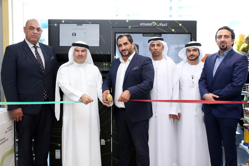 The first smartphone vending machine is opened by Etisalat and Adnoc. Courtesy Etisalat