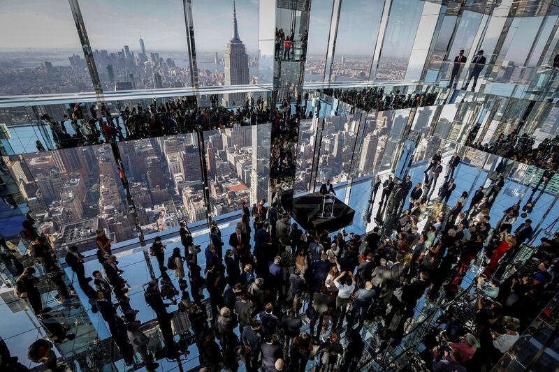 Eric Adams, Democratic candidate for New York City mayor, speaks at the official opening of the Summit observation deck atop the new One Vanderbilt tower in midtown Manhattan, New York City, US. Reuters