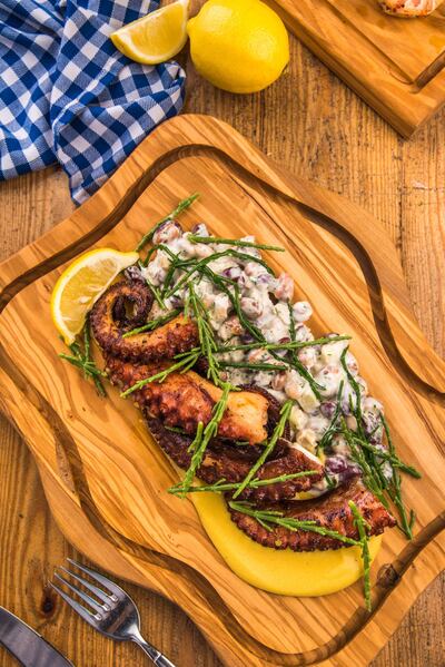 The grilled octopus dish is one of new standout items on the new Eat Greek Kouzina menu. Courtesy Eat Greek Kouzina