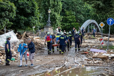 Rescue workers begin the search for missing people in Bad Neuenahr, Germany. EPA
