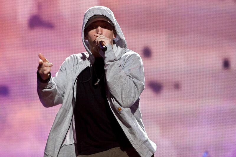 ABU DHABI, UNITED ARAB EMIRATES,  November 04, 2012. Eminem plays at the Du Arena on Yas Island as part of the F1 weekend entertainment. Image is to be published once only and not for download before 30th Nov 2012. (ANTONIE ROBERTSON / The National)