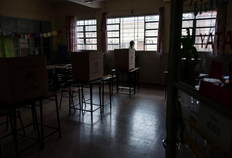 A polling station is seen during a national blackout in Rosario, Santa Fe, Argentina . Reuters