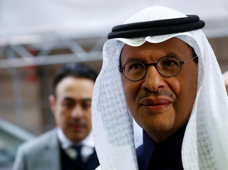 FILE PHOTO: Saudi Arabia's Minister of Energy Prince Abdulaziz bin Salman Al-Saud arrives at the OPEC headquarters in Vienna, Austria December 6, 2019. REUTERS/Leonhard Foeger/File Photo