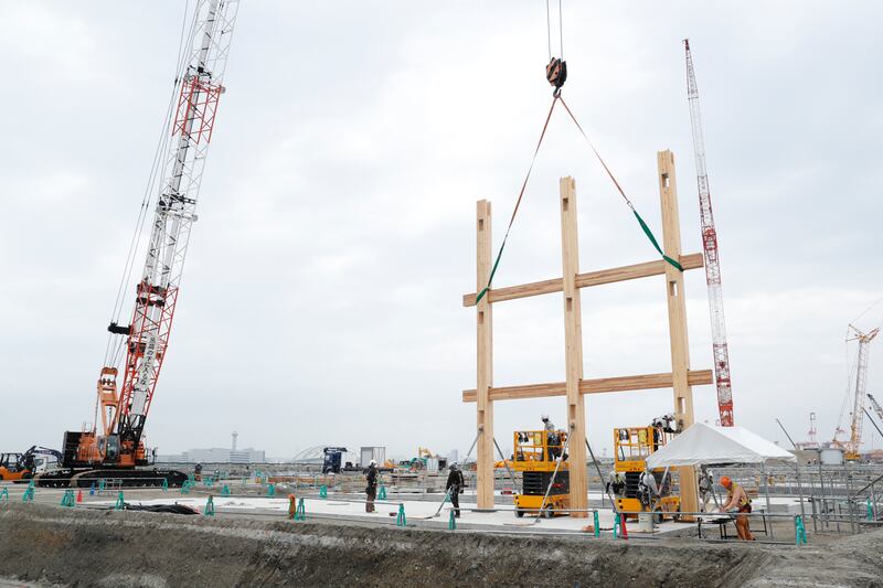 The giant wooden ringed structure will take about two years to complete. Photo: Japan Association for the 2025 World Exposition/ Obayashi Corporation