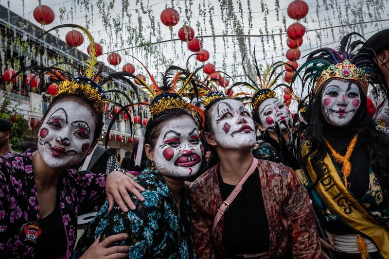 Participants perform during Grebeg Sudiro festival in Solo City, Central Java, Indonesia. Getty Images