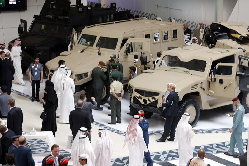 The International Defence Exhibition and Conference last year. Held every two years in Abu Dhabi, it highlights the region’s importance to the industry. Karim Sahib / AFP