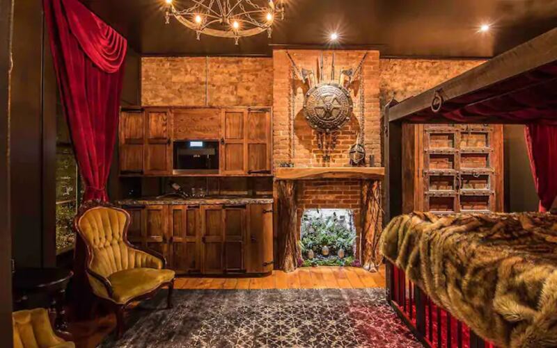 It has a California king-size four-poster bed, an Iron Throne, a dungeon and handmade weaponry. Photo: Bo Stamper