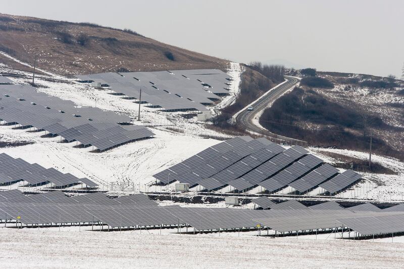 The solar park of Heliosys Hungary Group is seen near Matraverebely, Hungary. EPA