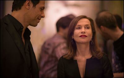 Laurent Lafitte and Isabelle Huppert in Elle. Sony Pictures Classic