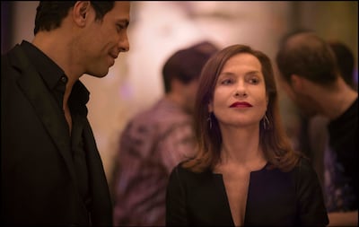 Laurent Lafitte and Isabelle Huppert in Elle. Sony Pictures Classic