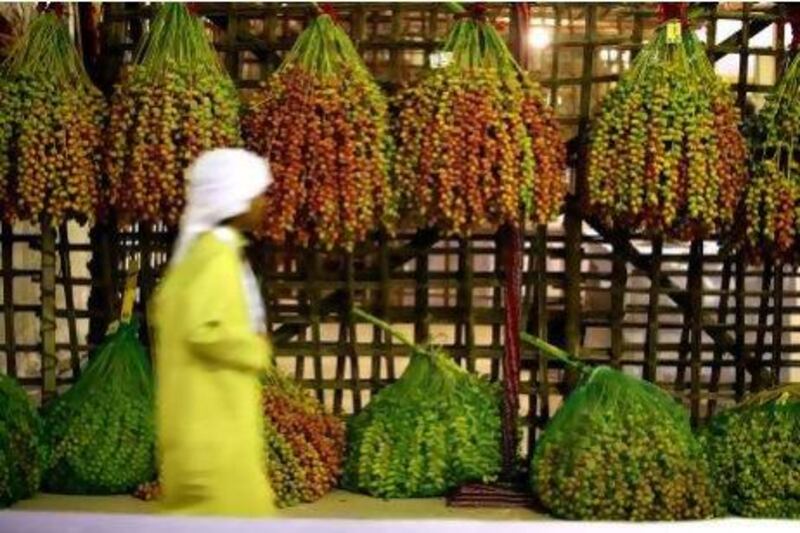 Different varieties of dates are displayed at the festival. Pawan Singh / The National