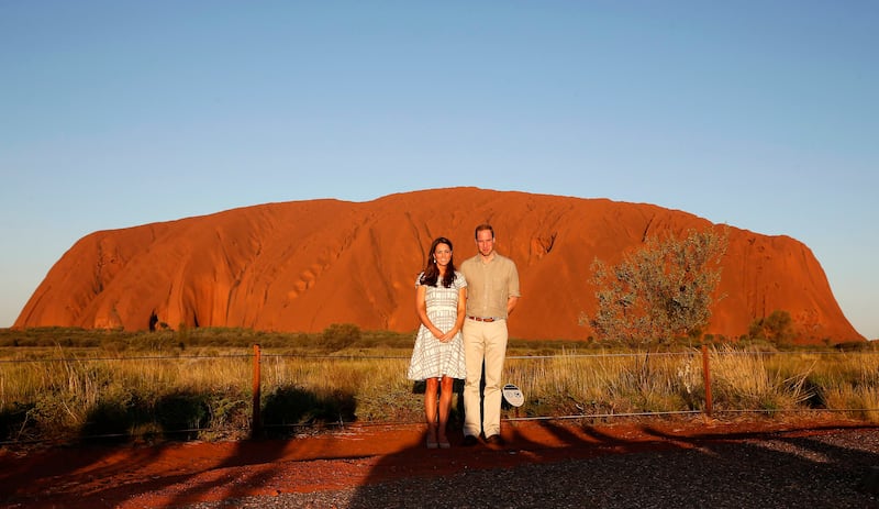 Catherine and Prince William at Uluru, also known as Ayers Rock, during a tour of Australia and New Zealand in 2014