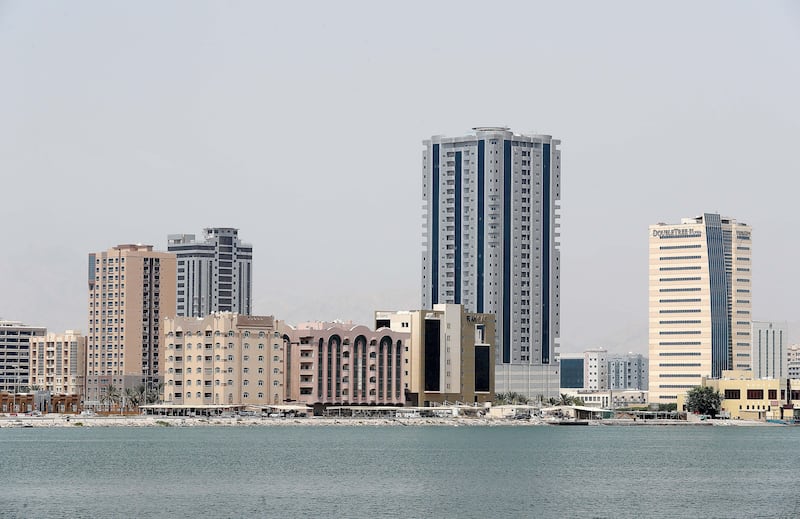 RAK , UNITED ARAB EMIRATES , JULY 18 – 2018 :-  View of the residential , office and hotel building in Ras Al Khaimah.  ( Pawan Singh / The National )  For News Stock