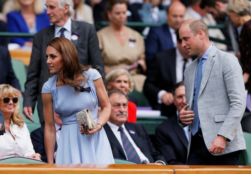 Britain's Catherine, Duchess of Cambridge, and Britain's Prince William, the Duke of Cambridge, in the Royal Box ahead of the final between Switzerland's Roger Federer and Serbia's Novak Djokovic. Andrew Couldridge / Reuters