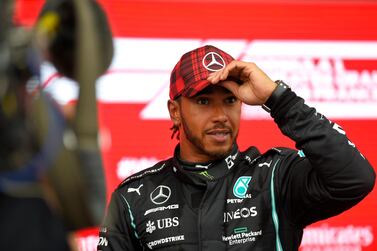 LE CASTELLET, FRANCE - JUNE 19: Second placed qualifier Lewis Hamilton of Great Britain and Mercedes GP is interviewed after qualifying ahead of the F1 Grand Prix of France at Circuit Paul Ricard on June 19, 2021 in Le Castellet, France. (Photo by Nicolas Tucat - Pool/Getty Images)