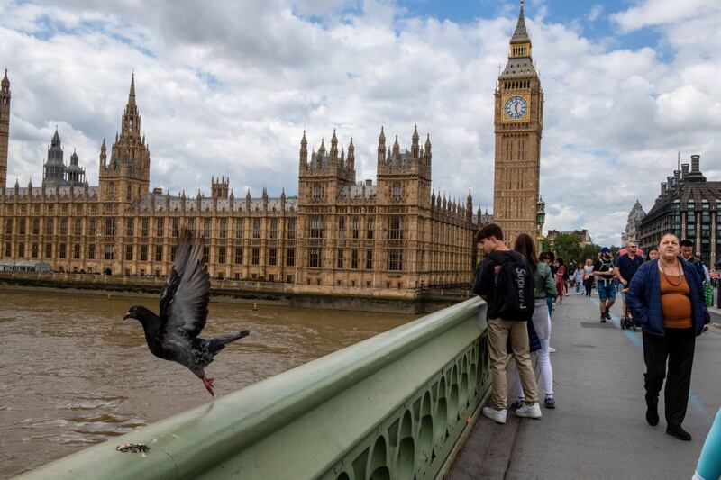 The Houses of Parliament in London. The UK economy is set to expand by 0.4 per cent, compared with a previous contraction forecast of 0.3 per cent. Bloomberg