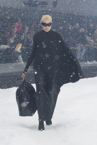 Dresses, coats and even capes billowed in the wind as part of the Balenciaga autumn winter 2022 collection in Paris. Photo: Balenciaga