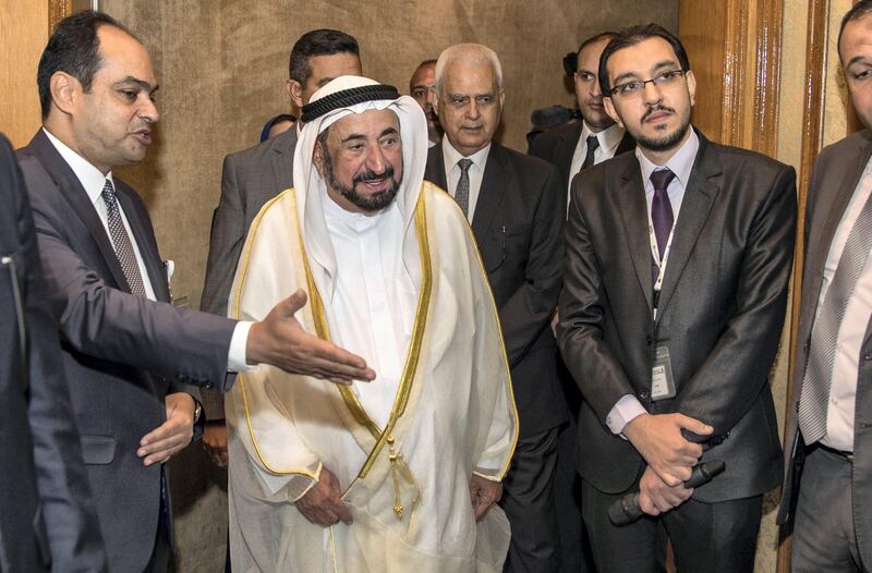 Sheikh Sultan bin Mohammed Al Qasimi, Ruler of Sharjah, visits the National Institute of Oncology in Cairo on Monday. Wam