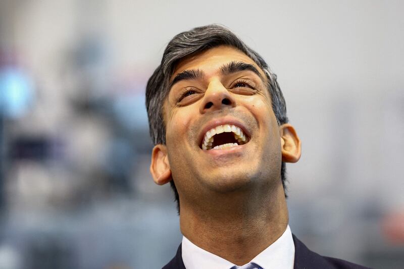Britain's Prime Minister Rishi Sunak on a visit to an apprentice training centre in Coventry. AFP