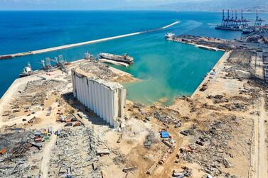 The port of Beirut, the damaged grain silo and the crater caused by the colossal explosion of a huge pile of ammonium nitrate that had languished for years in a port warehouse. AFP